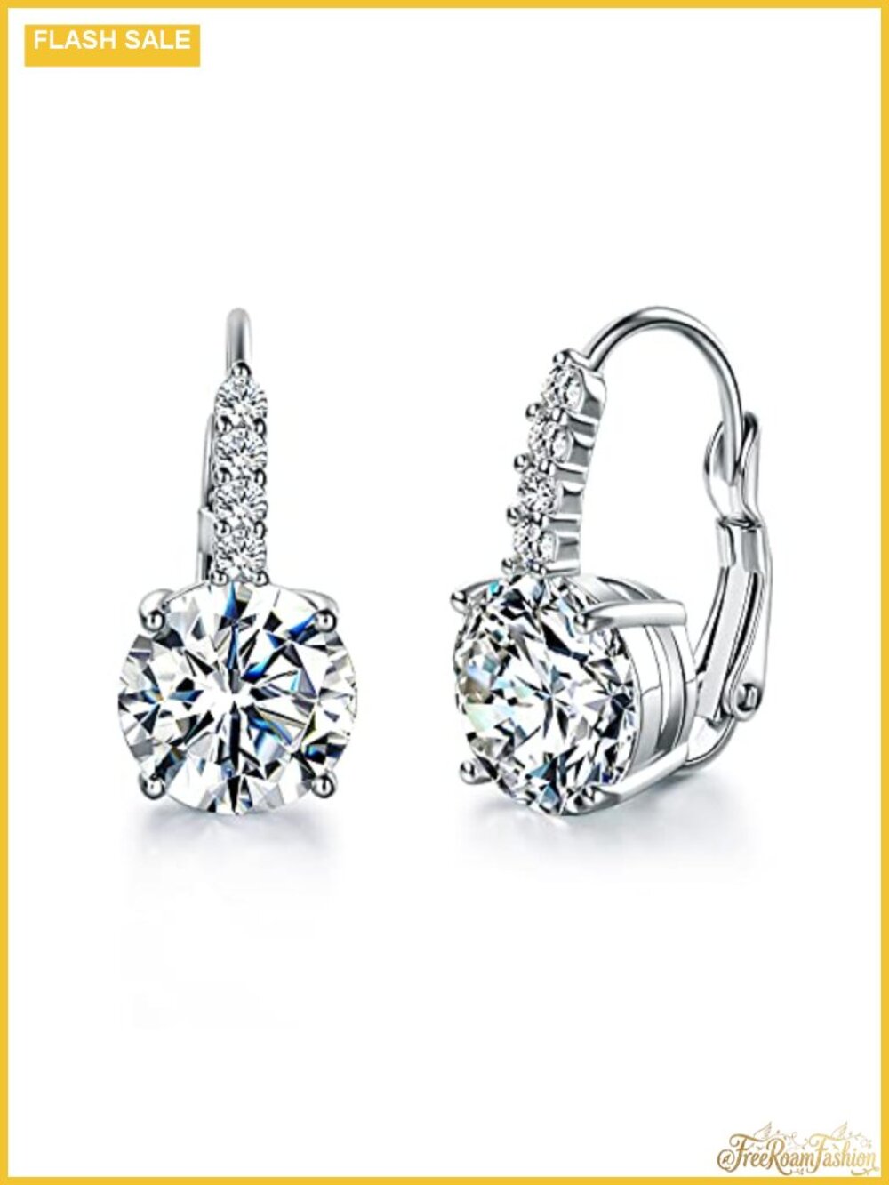 18K White Gold Plated Drop Dangle Earrings Cubic Zirconia Bridal Hypoallergenic